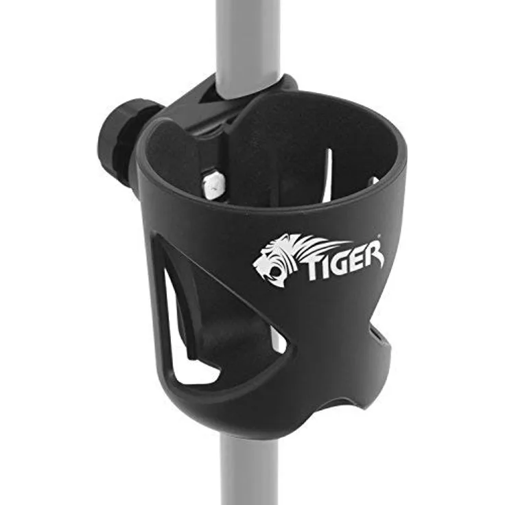 Tiger MSA79-BK Getränkehalter zum Anklemmen für Notenständer, Mikrofonständer und Trommelständer, Getränkehalter für Sänger, Schlagzeuger, Gitarristen und Bassisten
