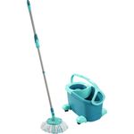 Leifheit Set Clean Twist Disc Mop Ergo 2.0 Wischmop-Set mit Rollwagen, Mikrofaser Wischbezug, für Fliesen & Laminat, mit Click-System & Schleudertechnologie (52102)