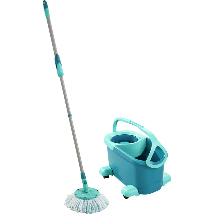 Leifheit Set Clean Twist Disc Mop Ergo 2.0 Wischmop-Set mit Rollwagen, Mikrofaser Wischbezug, für Fliesen & Laminat, mit Click-System & Schleudertechnologie (52102) – Bild 1