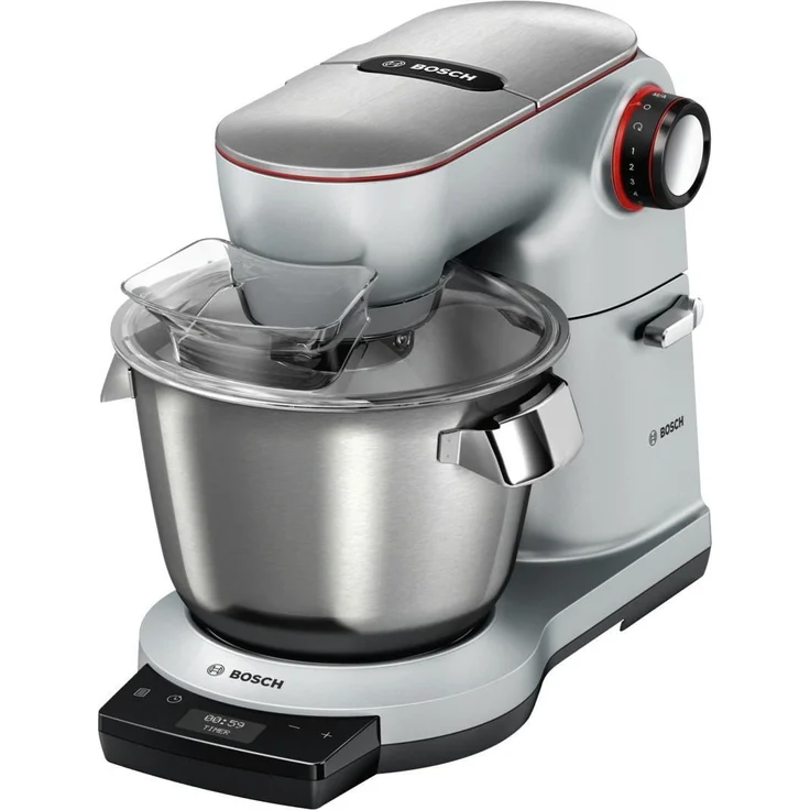Bosch MUM9DT5S41 OptiMUM Küchenmaschine, 1500W, 7 Geschwindigkeiten, Durchlaufschnitzler, Standmixer-Aufsatz, 5,5 L Edelstahlschüssel, silber, Serie: MUM9 – Bild 6