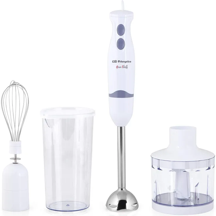 Orbegozo BT 1320 Handmixer mit Zerkleinerer, Stab und Messbecher, 400 W Leistung, 2 Geschwindigkeitsstufen