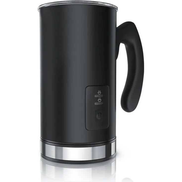Arendo MILKSKY Black elektrischer Milchaufschäumer mit Warm & Kaltaufschäumen, 500W, Doppelwanddesign, schwarz