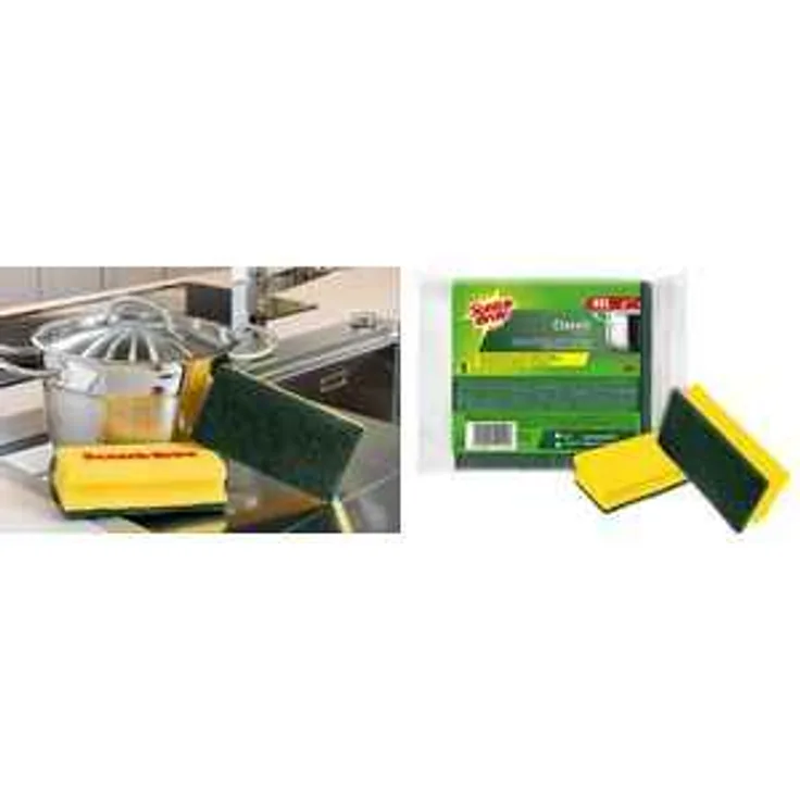 Scotch-Brite CLXNS4 Reinigungsschwamm Classic XXL, Extra kraftvolle Vliesseite, gelb-grün, 4er Pack