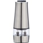 Wenko Elektrische Mühle mit LED-Licht 2-in-1 Edelstahl - Salz- und Pfeffermühle mit Licht, Edelstahl rostfrei, 7 x 17,5 x 6 cm, silber matt