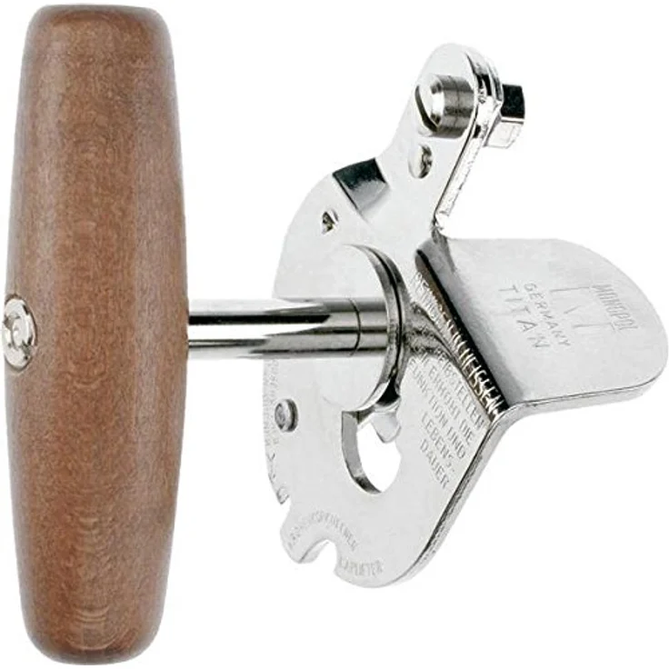 Westmark Profidosenöffner, Für den gewerblichen Gebrauch, für Dosen in Gastronomiegröße, Stahl-Holz, Titan, 12242260
