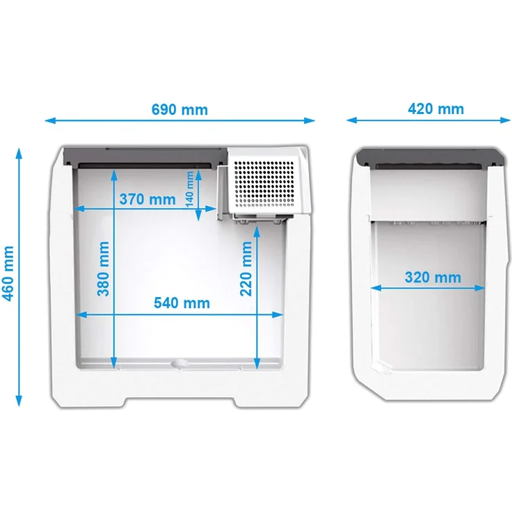 Mobicool MCF60, elektrische Kompressorkühlbox, Energieeffizienzklasse B, 58 l, 12-24-230 V, Mini-Kühlschrank für Auto, Lkw, Boot + Steckdose – Bild 2