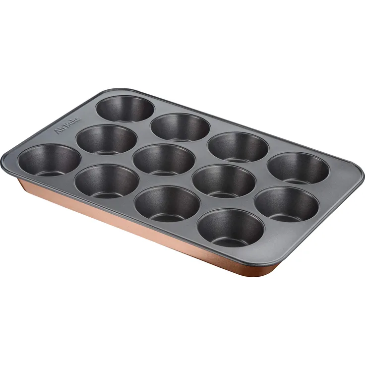 Tefal ? J2555014 ? Airbake Backform für 12 Muffins, 29 x 41 cm, antihaftbeschichtet, Stahl, Braun