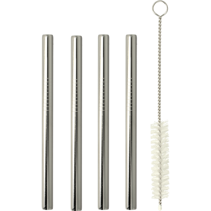 strohhalme mit Bürste 12,5 x 0,8 cm Edelstahl silber 4 Stück