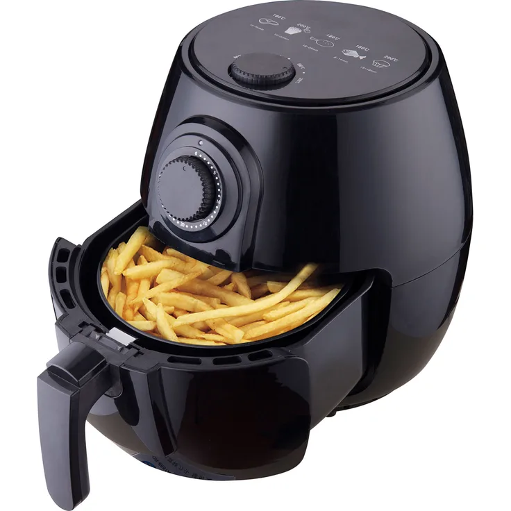 Deski Heißluftfritteuse, 3,5 Liter, 1400 Watt, Timer Funktion, Regelbares Thermostat, Cool-Touch-Gehäuse, Frittierschublade mit Griff, Frittiereinsatz, Antihaftbeschichtung, schwarz