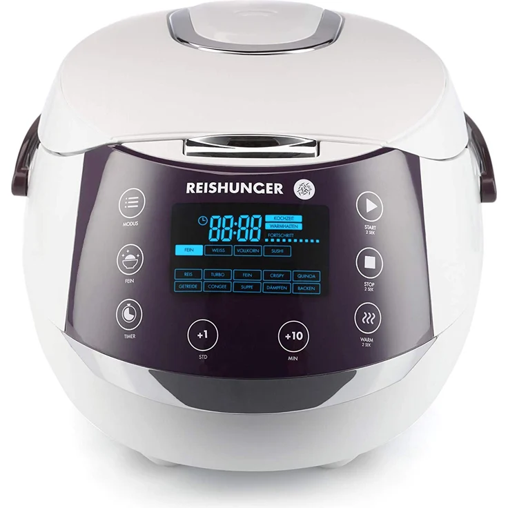 Reishunger Digitaler Reiskocher, 1,5 l Fassungsvermögen, 860 Watt, Warmhaltefunktion, Zubehör  – Bild 1