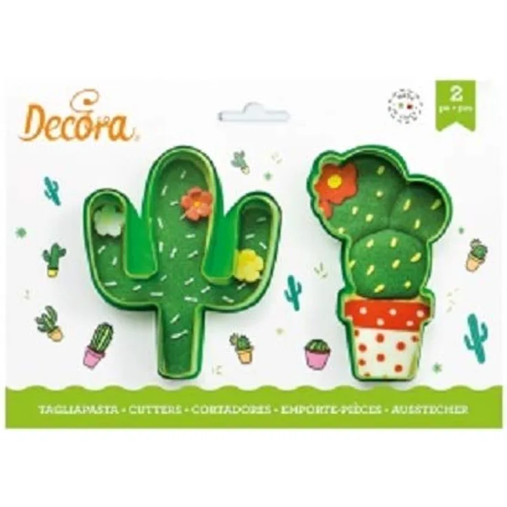 0255072 DECORA AUSSTECHER AUS KUNSTSTOFF KAKTUS 2-TLG 9 X H 2,2 CM