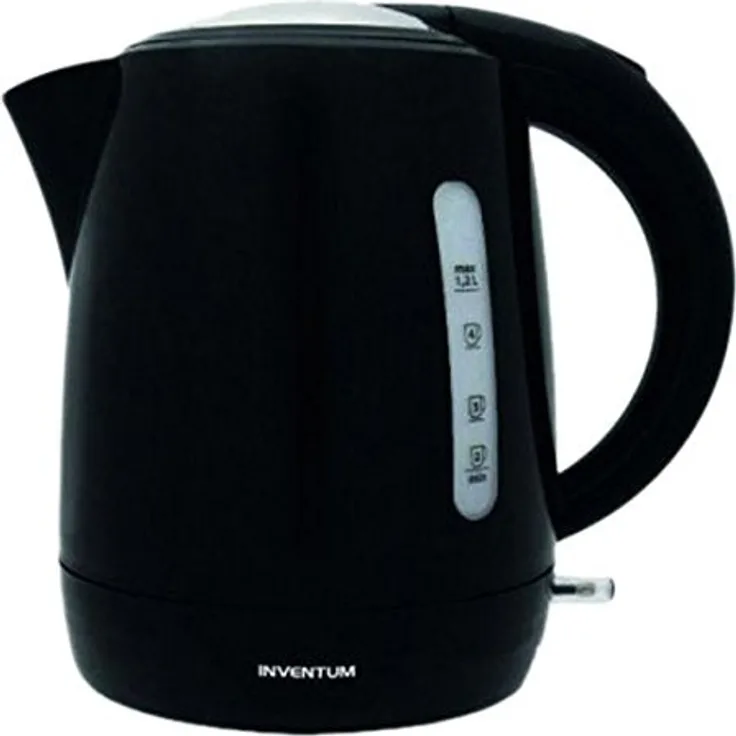 Inventum HW212 Wasserkocher, 2200W, 1,2 L, Anti-Kalk-Filter, Kunststoff, schwarz