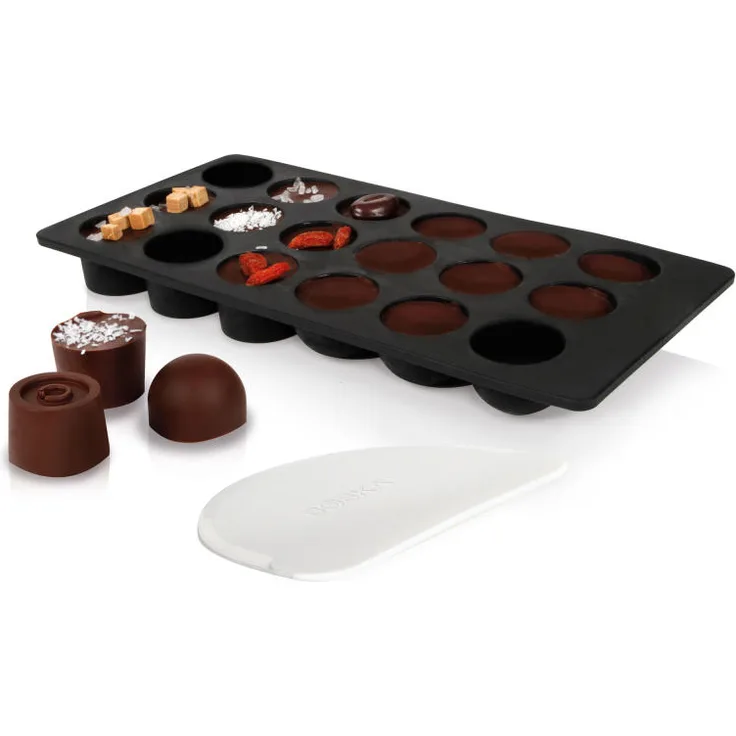 Boska Chocowares Choco Praline Starter-Set, 2-tlg., Schokoladenform, Pralinenform, Giessform, Silikon, Schwarz, 20 cm, 320406
