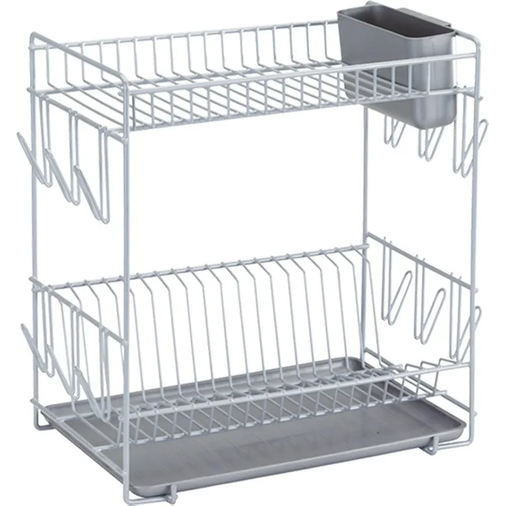 Sauvic 89010-Geschirrständer, kunststoffbeschichtet grau, groß 43 x 25 x 41,5 cm.