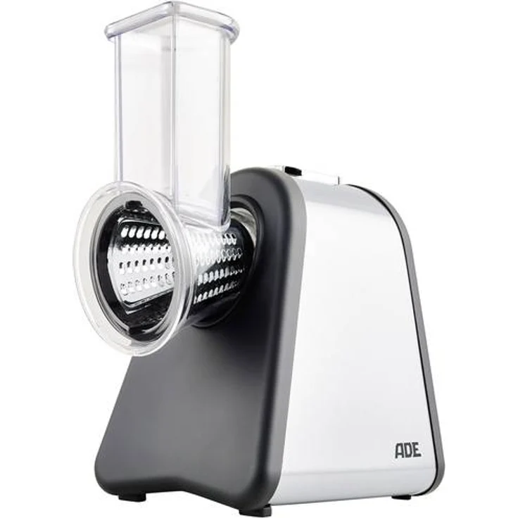 ADE Gemüsereibe Elektrische Reibe (500 Watt Leistung, Gehäuse aus Edelstahl, extrascharfe Klingen), Inoxidable, silber – Bild 1