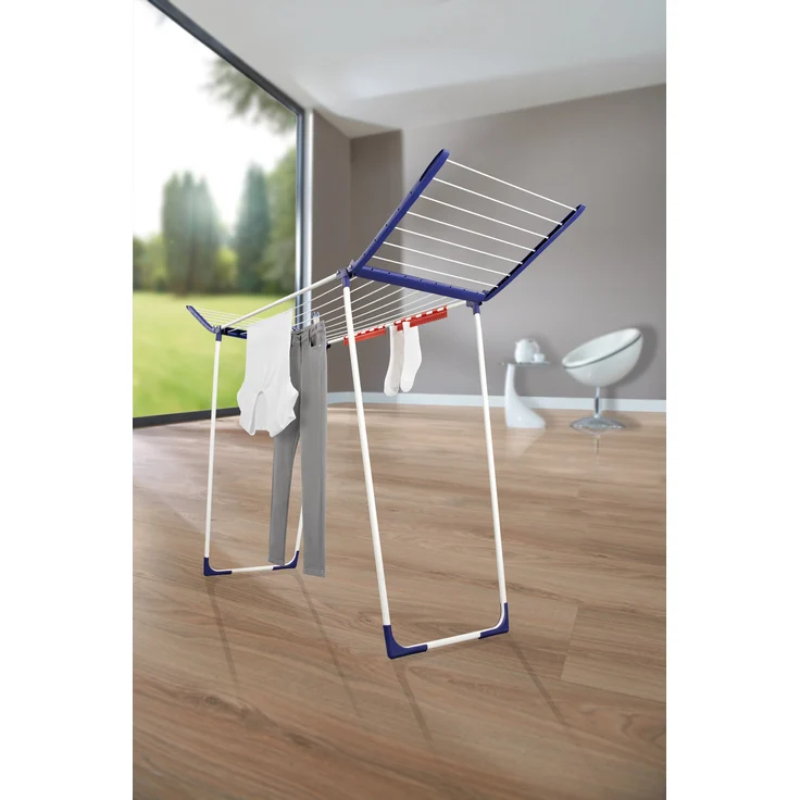Leifheit Standtrockner Pegasus 180 Solid MAXX mit extra langen Trockenstäben, extra hoher Flügelwäschetrockner, transportabler Wäscheständer, energiesparend – Bild 6