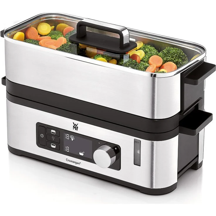 WMF KÜCHENminis Dampfgarer, 2 individuell regulierbare Garräume mit je 2,15 l, Warmhaltefunktion und Aromaverstärker, 900W – Bild 2