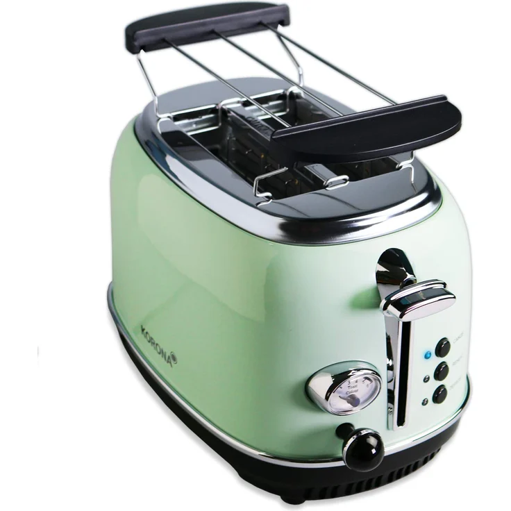 Korona 21665 Toaster, 2 Scheiben, Mint, Röstgrad-Anzeige, auftauen, rösten, aufwärmen, 810 Watt, Brötchen-Aufsatz, Krümel-Schublade, Brotscheiben-Zentrierung – Bild 2