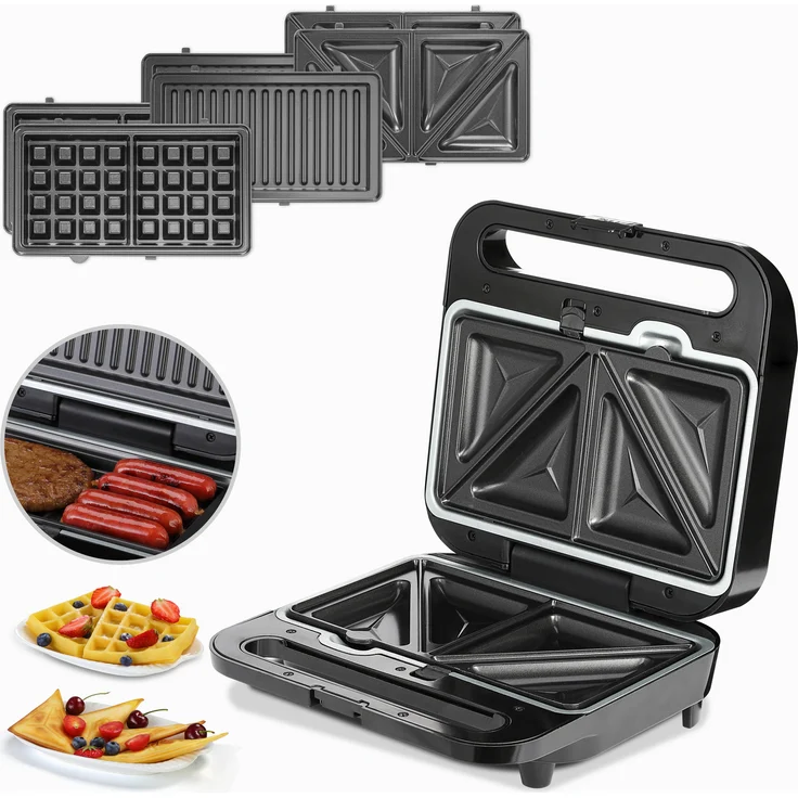 monzana 3in1 XXL Sandwichmaker MZ7030 Sandwichtoaster Sandwichgrill 1000W Antihaftbeschichtung BPA frei – Bild 1