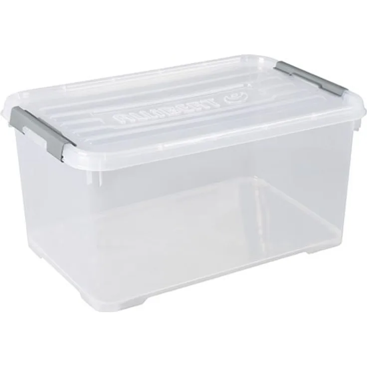 Allibert ''praktischer Plus Aufbewahrungsbox mit Deckel, transparent-Silber, 50 Liter