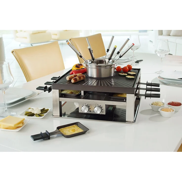 Solis Raclette, Tischgrill und-oder Fleischfondue, 8 Personen, Edelstahl, Combi-Grill 3 in 1 Typ 796  – Bild 6