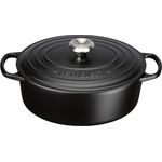 Le Creuset Signature Gusseisen-Bräter mit Deckel, Durchmesser 40 cm, Oval, Für alle Herdarten und Induktion geeignet, Volumen: 13,9 l, schwarz matt 