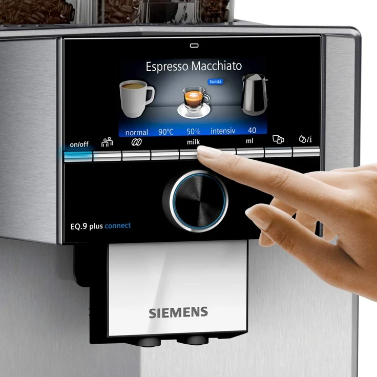 Siemens EQ.9 plus connect s700 Kaffeevollautomat TI957FX1DE, Personalisierung, 2 Bohnenbehälter, integriertes Mahlwerk, extra leise, 1500 Watt, Edelstahl, mit Milchsystem – Bild 2