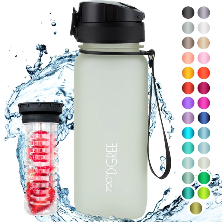 Trinkflasche Wasserflasche Fruchteinsatz 0,65L - BPA-Frei uberBottle 720 DGREE champagne – Bild 1