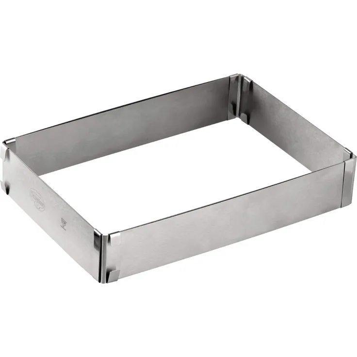 Dr. Oetker Backrahmen eckig, größenverstellbare Backform für individuelle Backerlebnisse, flexibler Tortenrahmen, Form aus hochwertigem Edelstahl, (Farbe: silber), Menge: 1 Stück