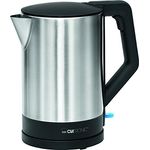 Clatronic WKS 3692 Wasserkocher 1,5 L, verdecktes Edelstahlheizelement, automatische Abschaltung, Basisstation mit Kabelaufwicklung, 2200 W, Schwarz - Edelstahl