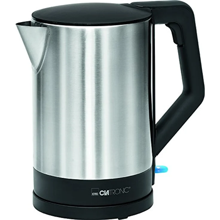 Clatronic WKS 3692 Wasserkocher 1,5 L, verdecktes Edelstahlheizelement, automatische Abschaltung, Basisstation mit Kabelaufwicklung, 2200 W, Schwarz - Edelstahl – Bild 1