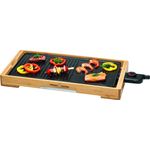 ProfiCook PC-TYG 1143 Teppanyaki-Grill, kratzfeste Keramikbeschichtung, große Grillfläche, stufenlos regelbarer Thermostat, herausnehmbarer Edelstahl-Fettauffangbehälter, Holz - Schwarz
