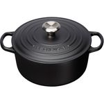 Le Creuset Signature Gusseisen-Bräter mit Deckel, Durchmesser 22 cm, Rund, Für alle Herdarten und Induktion geeignet, Volumen: 3,3 l, Schwarz