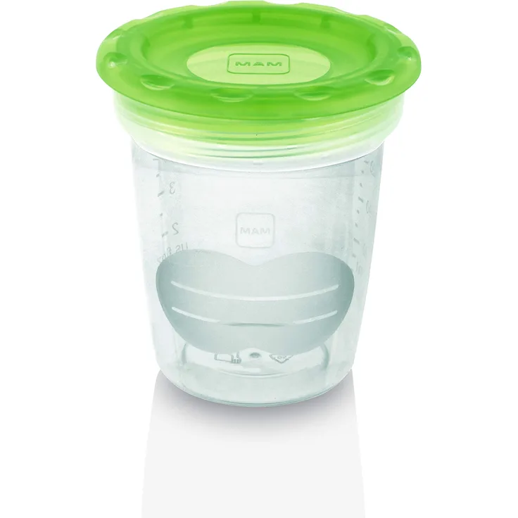 MAM Aufbewahrungsbecher für Muttermilch und Babynahrung, Behälter kompatibel mit MAM Handmilchpumpe, ideal zur Lagerung in Kühlschrank und Gefriertruhe, 5 Stück