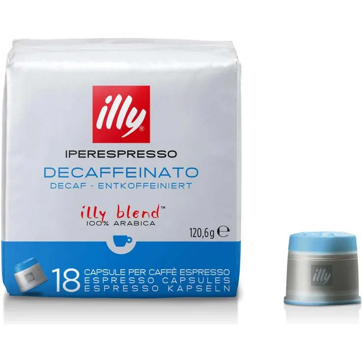 illy Espresso illy Kaffee, Iperespresso Kaffeekapseln entkoffeiniert - 1 Softpack mit 18 Espresso-Kaffeekapseln, 120,6 g