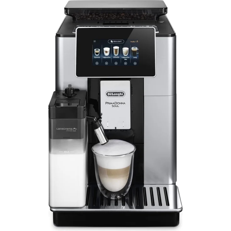 De'Longhi ECAM 610.55.SB PrimaDonna Soul Kaffeevollautomat, silber-schwarz – Bild 1