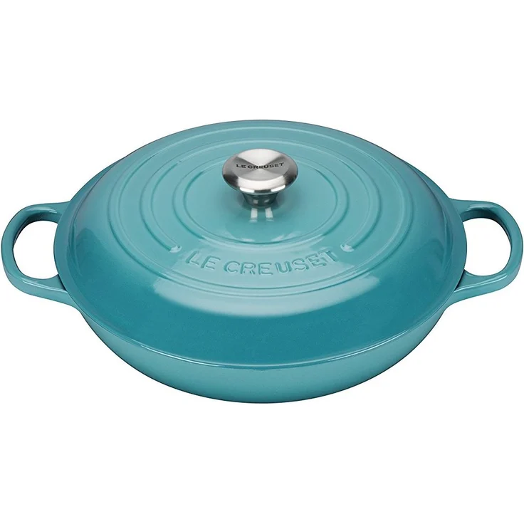 Le Creuset Signature Gusseisen Gourmet-Profitopf, Rund, Ø 30 cm, 3,2 l, Für alle Herdarten inkl. Induktion geeignet, Karibik – Bild 1