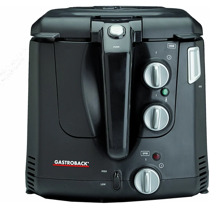 Gastroback 42580 Vita Spin Fritteuse, mit rotierendem Frittierkorb, für bis 60% weniger Fett, 2.000 Watt, 2,5 L Fassungsvermögen, Kunststoff, Schwarz – Bild 1