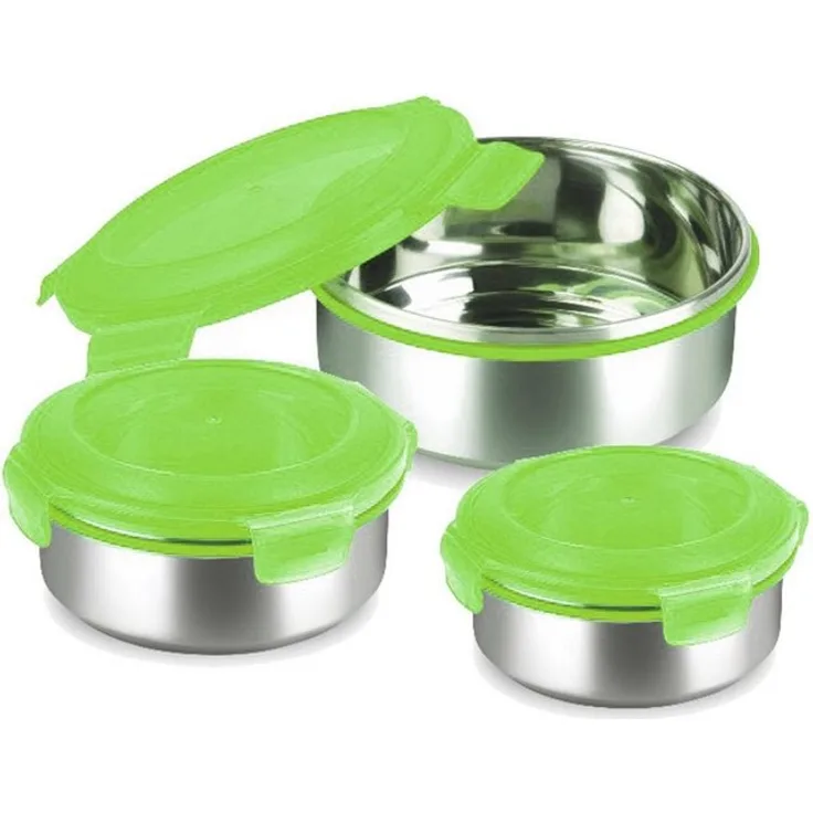 KING Vorratsdose Klickbox, Edelstahl, Kunststoff, (Set, 3-tlg), Ø 10,5-13-16 cm