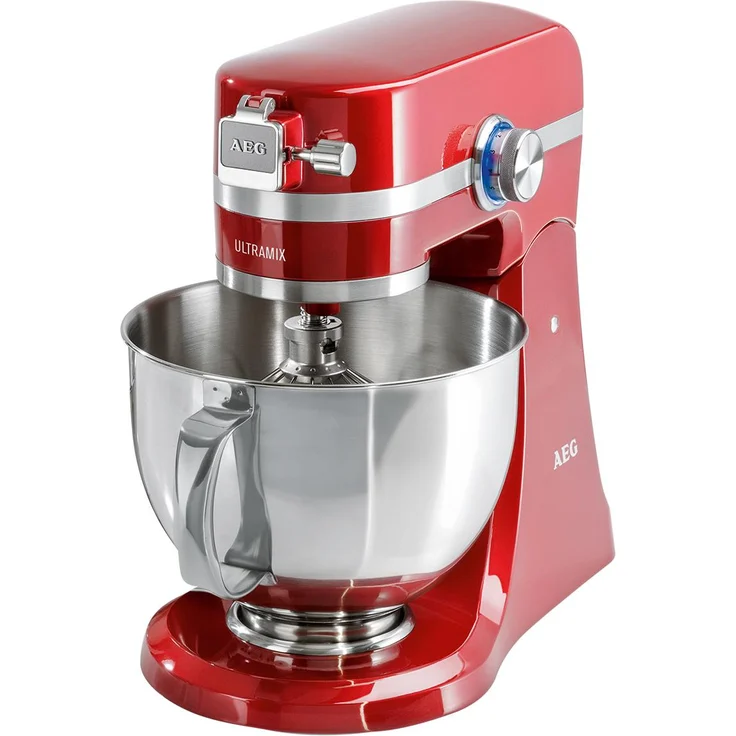 AEG KM 54WR UltraMix Küchenmaschine, 1000W, 4,8L Edelstahlschüssel, Watermelon Red – Bild 1