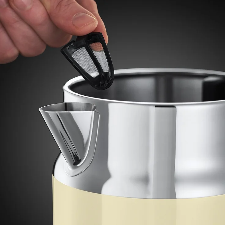 Russell Hobbs Wasserkocher, Retro creme, 1,7l, 2400W, Schnellkochfunktion, Wassertemperaturanzeige im Retrodesign, Füllmengenmarkierung, optimierte Ausgusstülle, Vintage Teekocher 21672-70 – Bild 3