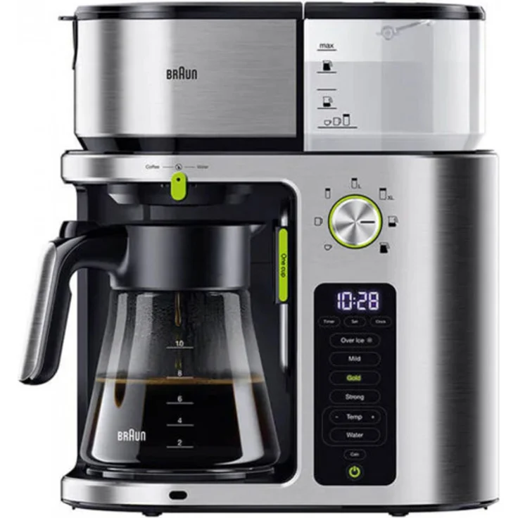 Braun MultiServe KF 9170 SI Kaffeemaschine - Filterkaffeemaschine mit Glaskanne, Direktwahl von 7 Portionsgrößen für bis zu 10 Tassen, Tee-Funtion, Touch Display, Zeitschaltuhr, 1750 Watt, edelstahl – Bild 1