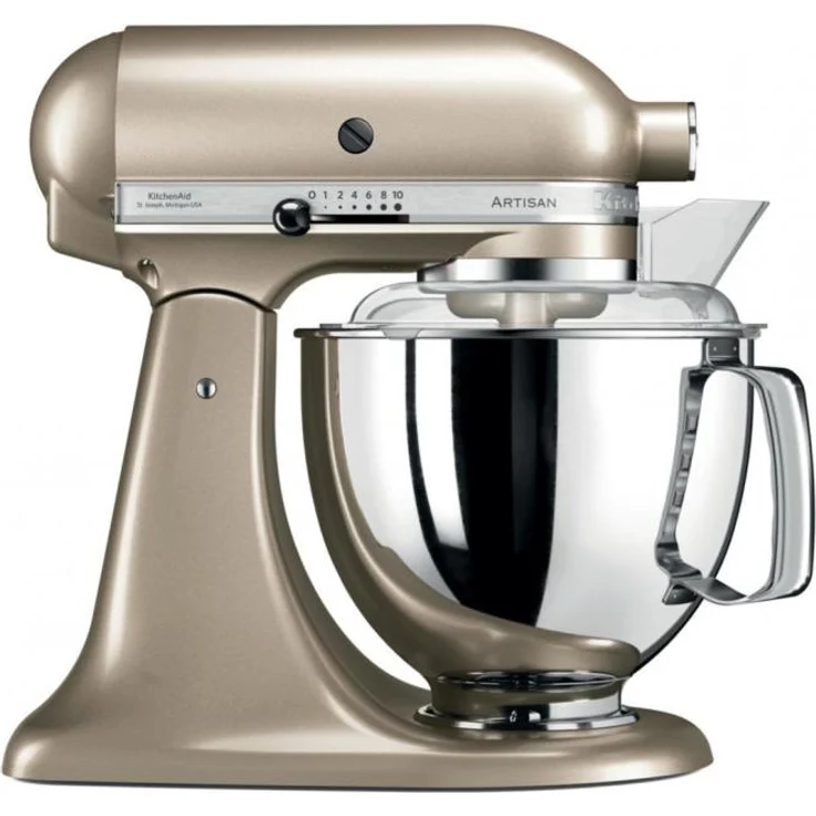 KitchenAid Artisan 5KSM175PSECZ Küchenmaschine mit Direktantrieb, 300W, 4,8 L Edelstahlschüssel, inkl. 3 L polierte Schüssel, Spritzschutz, 10 Geschwindigkeiten, gelée royale, Serie: 5KSM175PS – Bild 1