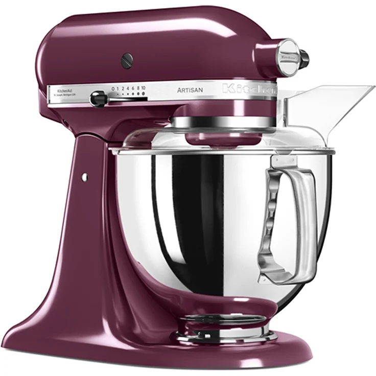 KitchenAid Artisan 5KSM175PSEBY Küchenmaschine mit Direktantrieb, 300W, 4,8 L Edelstahlschüssel, inkl. 3 L polierte Schüssel, Spritzschutz, 10 Geschwindigkeiten, holunderbeere, Serie: 5KSM175PS – Bild 2