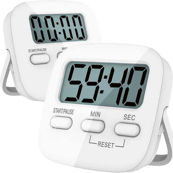 Küchen-Timer, 2 Stück, digitale Küchen-Timer [2020er-Version], magnetischer Countdown-Timer mit lautem Alarm, große Ziffern, Ständer für Kochen, Klassenzimmer, Badezimmer, Lehrer, Kinder, AAA-Batterie enthalten