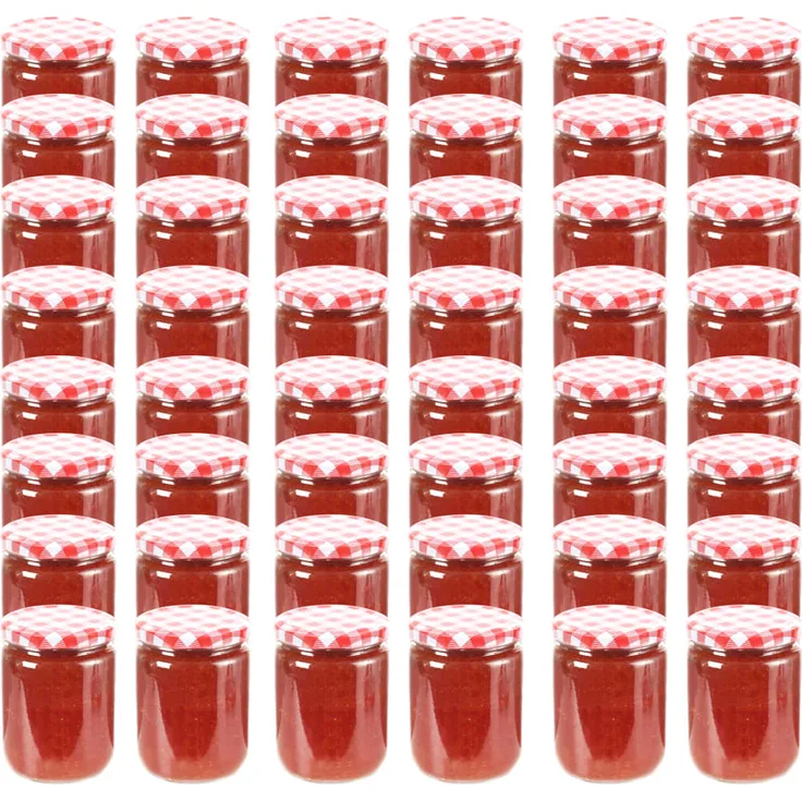 vidaXL Marmeladengläser mit Weißem-Rotem Deckel 48 Stk. 230 ml