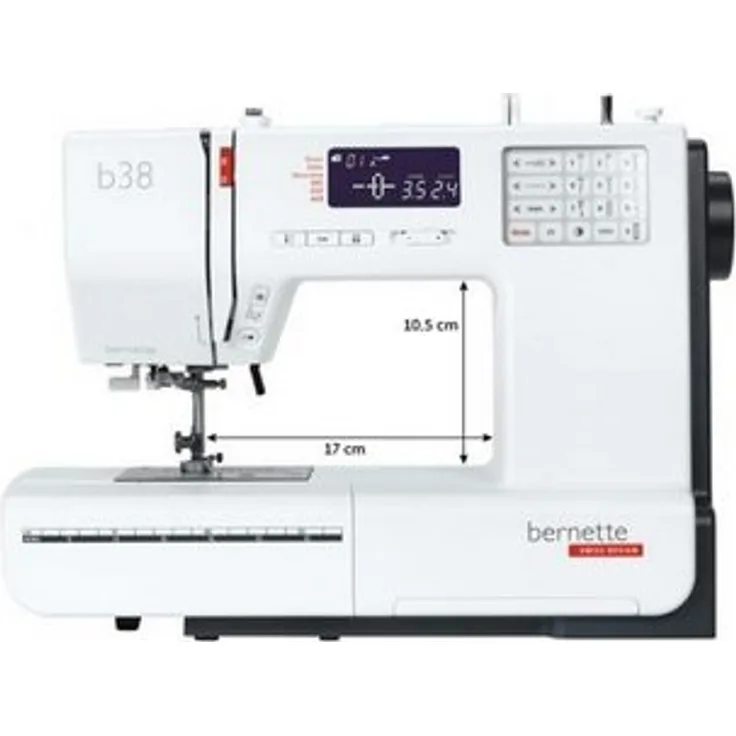 Bernette   b38 95 Programme inklusive Anschiebetisch und Hardcover Computer-Nähmaschine, weiß