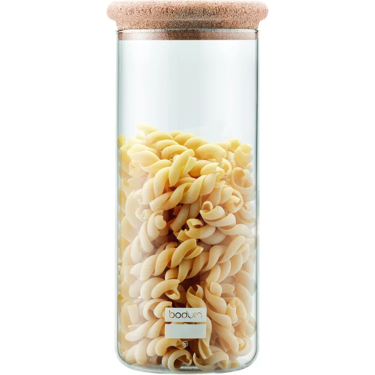 Bodum 8700-109-2 Yohki Vorratsdosen mit Korkdeckel, 2.5 L Vorratsdosen, Glas, Kork, Transparent, 12.3 x 12.3 x 28.49 cm