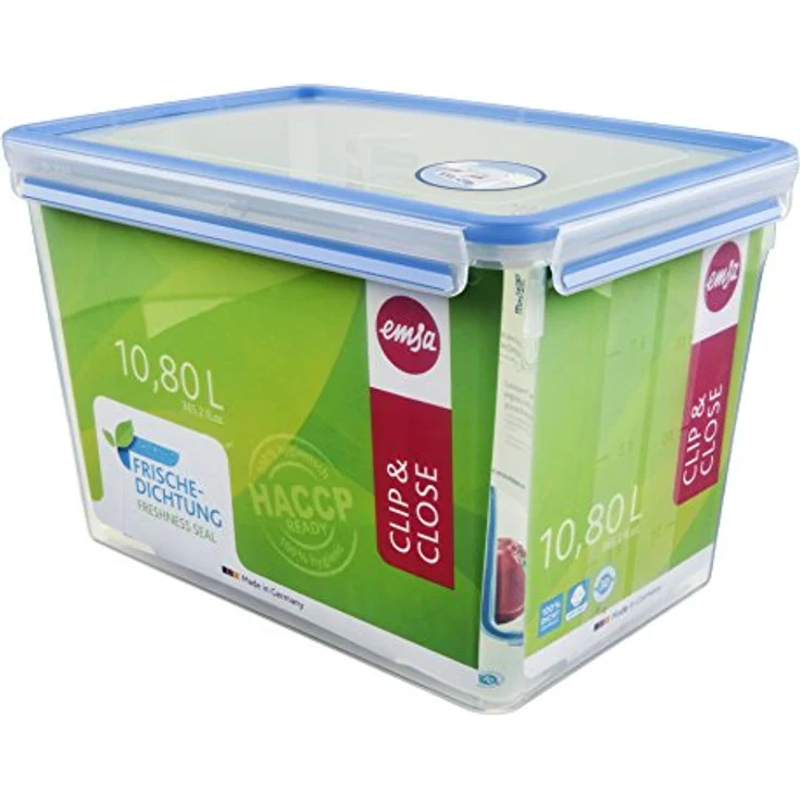 Emsa 508549 Clip & Close Frischhaltedose | 10,8 L | Rechteckig | Maxiformat | Clipbox | -40 bis +100 Grad | 100% dicht – Bild 1