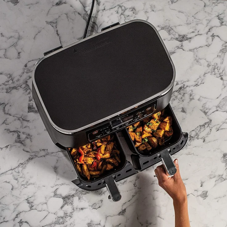 Ninja Foodi AF300EU Dual Zone Heißluftfritteuse, 2 separate Kochfächer, Großes Fassungsvermögen von 7,6 L, ohne Fett, 2400 Watt – Bild 3